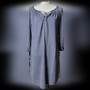 Caslon Smocked Neck Off Shoulder Floral Prairie Western Dress Tie Chest XS